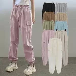 여성 9컬러 나일론 바스락 카고 조거팬츠 츄리닝 트레이닝 밴딩 바지 -WPN0123- 봄 여름