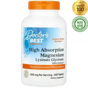 닥터스베스트 High Absorption 마그네슘 Magnesium 200mg 240정 비건 킬레이트 라이시네이트 글리시네이트