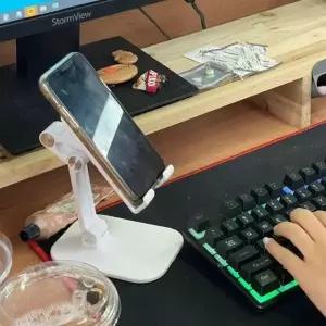 ( )가방쏙 4단 폴딩 휴대폰 거치대 화이트 만능 핸드폰 태블릿 탁상용