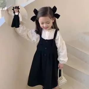 (제스트)블라우스 멜빵치마 블랙A핏 205273 여아원피스세트