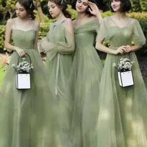 연두색 드레스 실크 셀프촬영 들러리 브라이덜샤워 돌잔치