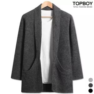 [하프클럽/탑보이]베이직 오픈카라 기모 롱 숄가디건 (LW057)