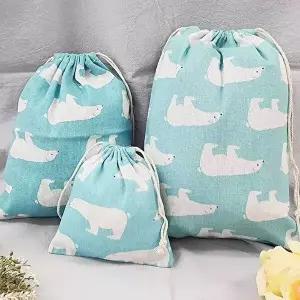 린넨 파우치 파란곰 세트 파우치 정리백 여행-WECB336