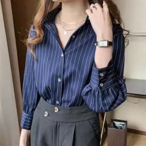 여성 클래식 스트라이프 긴팔 셔츠 남성용