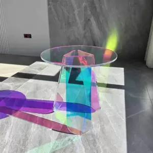 아크릴 테이블 홀로그램 협탁 투명 탁자 카페 원형 직경 40cm