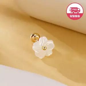 [비앤비골드] (당일발송) 14K 미니 제라늄 플라워 꽃 피어싱 한쪽 JAE40811