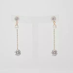 [오팔하우스] 14k 진주참 큐빅 드롭 귀걸이 OPPE1630