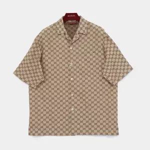 구찌 26SS GG로고 자카드 리넨 반팔 남성 셔츠 742707 ZAM7G 2580