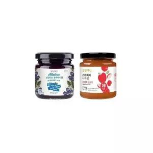 설탕대신 블루베리잼 240g + 사과잼 220g 국내산 사과 과육 55 한통에 84kcal 2250439 J