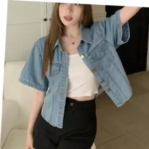 여성 가벼운 크롭기장 활용도 높은 반팔 데님 자켓