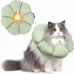 고양이 콘 칼라 귀여운 방수 올 엘리자베스 안전 물림 방지 시대 시즌 플라워 고양이용 치유 스타일 그린