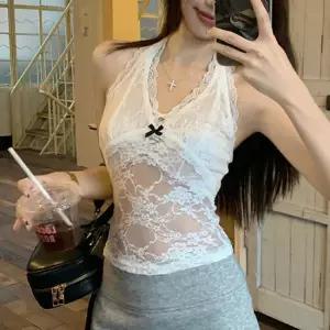 홀터넥 시스루 레이스 크롭 이너탑 1001624