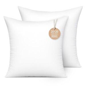 20x20인치 베개 삽입물(2개 세트) 합성 다운 대체 충전재 - 소파, 침대 및 액센트 의자용 푹신한 내구성 있는 형태