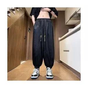 윈터솔져 남자 데일리룩 바지 배기핏 얇은 아이스 샤이닝 롱무늬 블루종팬츠 빅사이즈 슬랙스 KUK5