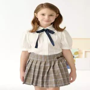 [빈HU] (BZ14BL02WWT) 화이트 패턴 6부 소매 블라우스