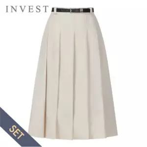 [인베스트] 클래식 핀턱 스커트+벨트 세트_IN6S1SK8161