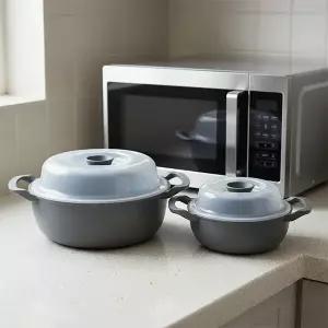 전자레인지 듀얼핸들 멀티스팀 라면 만두 밀프랩 찜기 소형중형세트