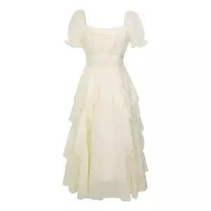 여름 화이트 쉬폰 반팔 롱원피스 루즈핏 여성용