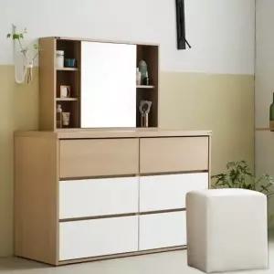 [보루네오 하우스] 아르메 라떼 1200 빅와이드 3단 서랍장+수납 거울+스툴