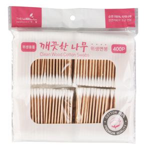 깨끗한 나무 위생면봉 400P/천연솜 자작나무