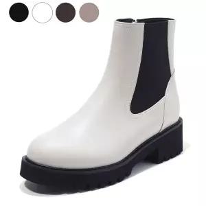 갤러리아 세라 여성 소가죽 컴포트 앵클 워커 부츠 C21A601 아이보리 4.5CM