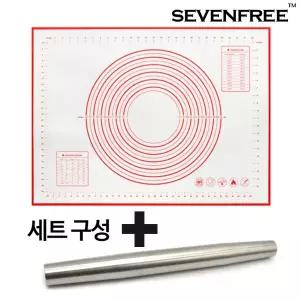[굿라이프미]대형 실리콘 반죽매트 레드 반죽봉 세트 베이킹작업대 제빵작업판 반죽밀대 보조조리대
