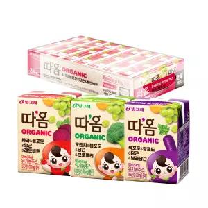 빙그레 따옴 유기농주스 120ml 사과/오렌지/적포도 24팩/48팩