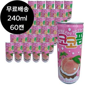 해태htb 코코팜 피치핑크 복숭아 240ml x 60캔 젤리 알갱이 캔음료
