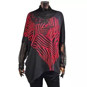 [데시데](의정부점)언발 절개배색 가오리핏 터들넥 블라우스 DNS102