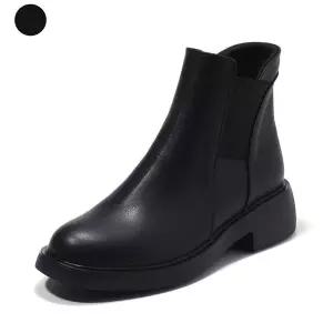 갤러리아 세라 여성 소가죽 컴포트 미들 첼시 청키 통부츠 C23A403 검정 3CM