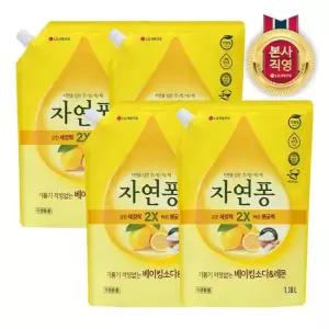 자연퐁 주방세제 베이킹소다 레몬 리필형 1.18L x 4개