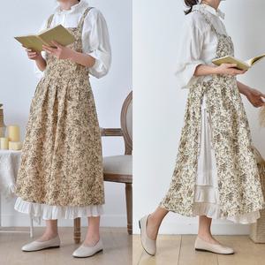 린넨 앞치마 플라워 원피스 공방 꽃집 어린이집 카페 바리스타 방수 주방앞치마 OKA-DSAR3