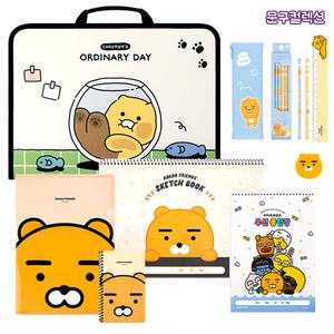 카카오프렌즈 문구세트 L홀더 스케치북 종합장 수첩 연필 자 학용품세트 신학기 준비물 단체선물