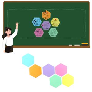 육각 자석 메모 보드 씽킹보드 6장입 A B C