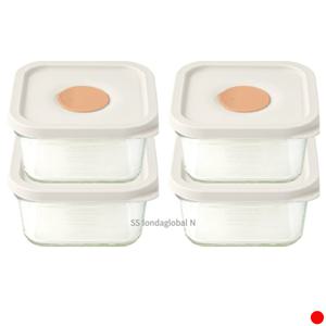 글라스락 렌지쿡 밀크 밥용기 사각 반찬통 440ml 4조