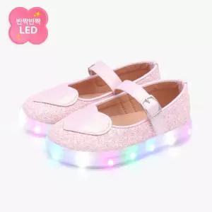 [키펀트] LED 하트 플레이크 여아 슬립온