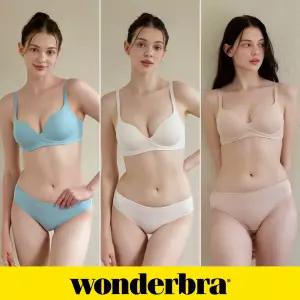 [Wonderbra] 일체형 볼륨 몰드 노와이어 브라팬티 6종세트 블루그레이+오트밀+