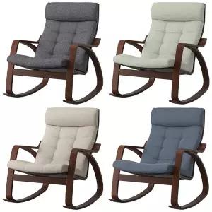 이케아 POANG 포엥 흔들의자 프레임 브라운 쿠션 군나레드/안락의자/거실의자/1인용의자