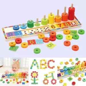 탑브라이트 무지개 수쌓기타워 원목 링끼우기 도형쌓기 색상놀이 숫자학습 장난감 돌아기 유아