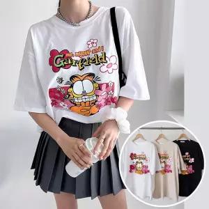 가필드 박스 여성 오버핏 반팔 티셔츠 (3컬러) 박스티 빅사이즈