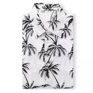 [하프클럽/]크리스챤 흑백야자수 하와이언 반팔셔츠 CKST3830