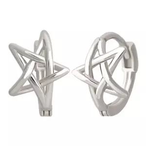 [미니아트]라인 스타 92.5 실버 심플 별 원터치 링 은 귀걸이