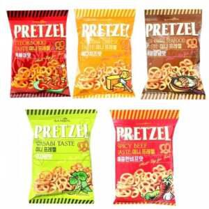 떡볶이맛+체다치즈+볶음양념+와사비+매콤 프레첼세트 프레첼 미니프레첼 과자 안주 스낵