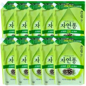 엘지생활건강 자연퐁 찌든때 걱정없는 솔잎 주방세제 리필 1.4L 10개