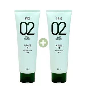 아모스 02 녹차실감 팩 250ml 2개 세트두피 모발 케어 팩
