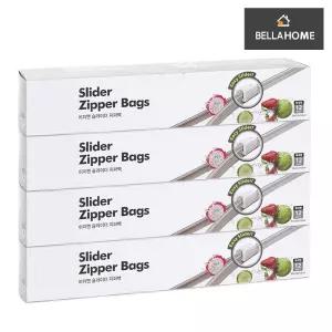 (벨라홈) 스탠딩 슬라이드 지퍼백(특대형4개)(CN9618)/지퍼팩/지퍼백/투명/여행용/냉장용/악세사리/식품/밀
