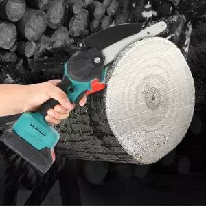 KC인증 충전식 전기톱 6인치 소형 휴대용 목재 절단기 초경량 900g 배터리 2개 포함