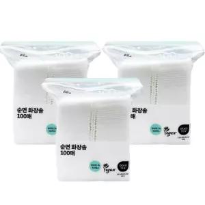 NEW 순면 화장솜 100매 x3개