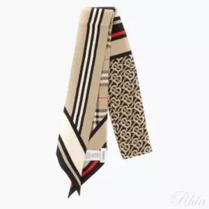 버버리 몽타주 실크 스키니 스카프 머플러 남여 공용 트리플 체크 SLK 8037017