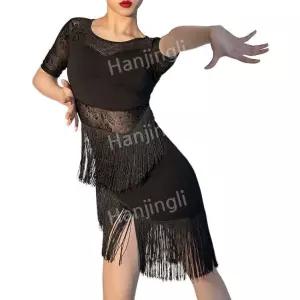 라인댄스 치마 스커트 여성 의상 공연 망사 가을 여자 라틴 드레스 댄스 스포츠 사교복